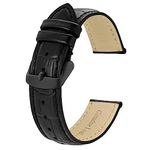 BISONSTRAP Watch Straps 20mm, Alligator Embossed Leather Watch Bands, Black with Black Buckle