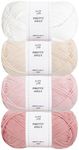 Pretty Jolly 4 Skeins Soft Baby Yarn 100% Cotton Yarn for Crochet Knitting 4 Ply Yarn Blanket Yarn for DIY Craft Fingering Weight Yarn Total Length 4×175ysd/4×50g(Set 8)