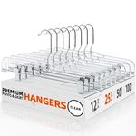 HOUSE DAY 25 Pack Crystal Pants Hangers Space Saving Non-Slip with Ajustable Clips, Heavy Duty Slim Clear Skirts Hangers, Solid Elegant for Trousers, Skirts, Jeans, Slacks, Pants, Bottoms 14inch