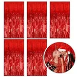 5 Pack Foil Curtain Backdrop Red Me