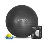 Vector X Gym Ball for Exercise Anti Burst Exercise Ball with Foot Pump for Workout Yoga Ball for Women and Men Swiss Ball for Balance Stability Training, Birthing Ball for Pregnancy, Fitness