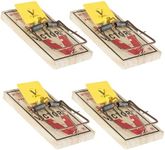 J&L Supply Victor M205 Snap Pack of 4 - Large Rat Traps - Original Wooden Victor Snaps, World's No.1, Trusted for Over 115 Years, Quick & Effective Results