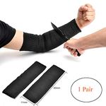 IDEAPRO 1 Pair Black Kevlar Sleeve 40cm Arm Protection Sleeve Cut Resitant Burn Resistant Anti Abrasion Safety for Garden Kitchen Farm Work