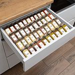 Clear Acrylic Spice Drawer Organizer, 4 Tier- 2 Set Expandable From 33 cm to 66 cm Seasoning Jars Drawers Insert, Kitchen Spice Rack Tray for Drawer/Countertop (Jars and Labels not included)