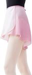 Daydance Black Girls Women Ballet Wrap Skirts Sheer Chiffon Dance Over Scarf for Leotards, White-pink, One Size