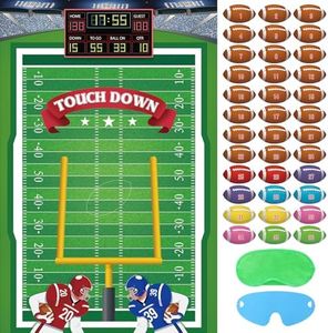 Hxezoc Pin The Football On The Goalpost Game With 36 Pcs Football Stickers, Large Football Party Games Poster for Kids Birthday Party, Carnival Party Decoration Supplies