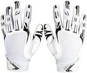 Pure Athlete Football Wide Receiver Gloves - Elite Sticky Grip Gloves, Drip Gear for WR and Defensive Backs - Adult, Youth, Men and Boys (White, Youth Small)