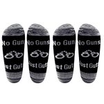 LEVLO Correctional Officer Gifts for Police No Guns Just Guts Cotton Socks Gift for Detention Officer, 2 Pairs/Set - Mid Calf - 1, Medium