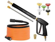 YAMATIC Pressure Washer Gun and Hose Kit, 25 FT Upgraded Durable Power Washer Hose and Wand, 3/8" Swivel Quick Connector & M22-14mm Fitting Replacement for Ryobi, Simpson, Craftsman