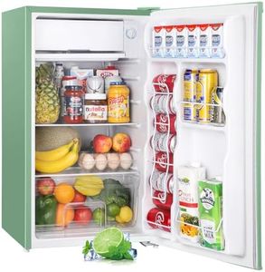 Upstreman 3.2 Cu.Ft Mini Fridge with Freezer, Single Door Mini Fridge, Dorm Fridge, Adjustable Thermostat, Mini Refrigerator for Bedroom, Office, Dorm, Green-BR321