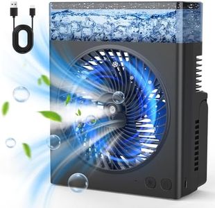 Drchop 9-Inch Misting Fan Portable, 600ml Water Tank Air Conditioners Cooling Fan, Usb Desk Fan with 5ft Cable, Personal Table Fan, Quiet Small Fan for Bedroom, Office, Summer Essentials (No Battery)