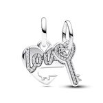 Rimgoris 925 Sterling Silver Charm for Women Bracelets Necklace Lock&Key I LOVE YOU Dangle Charm Gift