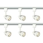 3M 3 Meter Single Circuit Track Length 6 Spot Light Modern Straight Bar Ceiling Spotlight Fitting White Finish Office Kitchen Shop Display Decorative Spot Lighting Energy Saving