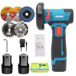 Cordless Angle Grinder, Mini 16.8V Battery Brushless Power Motor 19500 tr/min for Metal Wood Polishing, Thin Steel, Pipe, Plastic Cutting, Hand Cut Off Electric Grinding Tool (2 Batteries,5 discs)