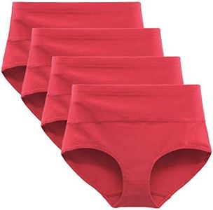 LIQQY Women's Cotton Briefs High Waist Breathable Underwear Full Coverage Soft Comfortable Panties for Everyday Wear 4-Pack