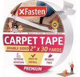 XFasten Double Sided Carpet Tape for Area Rugs, Residue-Free, 2-Inch x 30 Yards; Wood Safe 2 Faced Rug Tape for Carpet to Floor and Rug to Carpet Applications