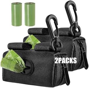 2PACKS Dog Poop Bag Dispenser Waste Bag Holder Dog Poop Bag Holder For Walking Hiking Running With Clip For Leash Belt with 2Rolls Waste Bags, Black