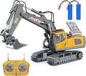 Remote Control Excavator Toy 11 Channel 2.4Ghz RC Construction Vehicle with Metal Shovel - Truck Toys for Kids, 680° Rotation, Lights and Sound - 1/20 Scale Tractor Digger for Boys 6+