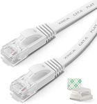 Cat6 Ethernet Cable 50 ft White Gigabit Flat Network LAN Cable with 25 pcs Cable Clips Snagless Rj45 Connectors for Computer/Modem/Router/X-Box Faster Than Cat5e/Cat5 - XINCA