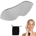 Gua Sha Facial Tools, Metal Guasha Scraping Massage Tool for Body Face Neck and Eyes, Therapy Trigger Point Treatment, Gua Sha Scraping Massage Tool with Travel Pouch