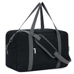 for Ryanair Cabin Bag 40X20X25 Underseat Foldable Travel Duffel Bag Holdall Tote Carry on Luggage Overnight for Women and Men 20L (Black)