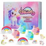 HOTLAKE Rainbow Unicorn Bath Bombs Gift Set,6 Pcs Natural Handmade Bathbomb with Toys Surprise Inside for Girls Boys for Kids, Organic Bath Bomb for Christmas or Birthday Gift