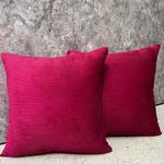 Guffaw Corduroy Cushion Covers 24x24 inches for Sofa, Bed, Couch Chair, Large Size, Square Pillow Shams (Dark Pink, 3)