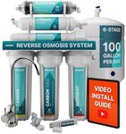 NU Aqua 6-Stage Alkaline Under Sink Reverse Osmosis Water Filter System - 100 GPD RO Filtration & Remineralization - Faucet & Tank - PPM Meter - 100GPD Undersink - Home Kitchen Drinking Water Purifier