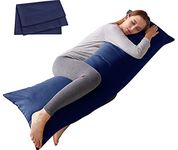 ELNIDO QUEEN Body Pillow with Pillowcase - Soft Long Bed Pillow for Adults - Breathable Full Body Pillow Insert for Sleeping, 20x54inches - Navy Blue