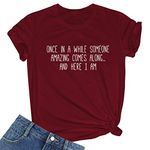 BLACKMYTH Women Cute Tees Graphic Funny Girl Tshirts Wine Red Medium