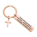 BEKECH Christian Keychain Gifts Trust in The Lord Proverbs 3:5-6 Keychain with Cross Charm Religious Jewelry Christian Faith Gift (rose gold)