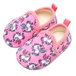 L-RUN Wool Booties Baby Boys Girls Soft Sole Crib Shoes House Socks Slippers Little Kids Lightweight Indoor Home Shoes Pink Horse,8.5-9 Toddler