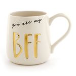 Enesco 6000523 Our Name Is Mud “Bff” Stoneware Engraved Coffee Mug, Gold, 16 Ounce (Pack of 1)