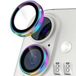 CloudValley [2 Pack] for iPhone 16 /iPhone 16 Plus Camera Lens Protector, [1 Second Installaion] Ultra-HD Tempered Glass Cover, [Case-Friendly] Metal Lens Screen Protective Ring,Color