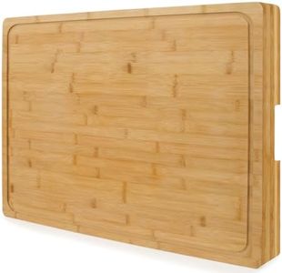 25.5 x 19 Inch Bamboo Cutting Boards for Kitchen, Large Cutting Board 1.5 Inch Thick, Butcher Block Chopping Board Carving Board with Inner Handle Juice Groove for Turkey Meat Vegetables Cheese Fruit