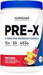 Nutricost Pre-X Xtreme Pre-Workout Complex Powder, Fruit Punch, 30 Servings, Vegetarian, Non-GMO and Gluten Free