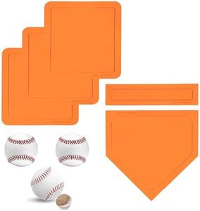 PRAOUTSAD Baseball & Softball Home Plate and 9" Hollow Plastic Baseball Set Training Equipment for Yard, Tball Balls, Kickball