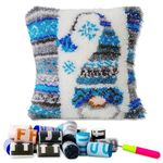 LAPATAIN Latch Hook Kits for DIY Throw Pillow Cover,Needlework Cushion Cover Hand Craft Crochet for Great Family 15.7X15.7inch Christmas Hat