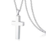 Cross Urn Necklace for ashes 925 Sterling Silver religious Cross Cremation Pendant Jewelry Faith Hope Love Gifts for Men, Metal