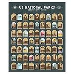 Enno Vatti US National Parks Scratch Off Poster - Map of 63 National Parks of the United States - Travel Bucket List - Gift for Travelers - Road Trip Adventure Checklist - Pop Chart - 16" x 20"