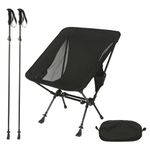 ROCK CLOUD Portable Camping Chair Ultralight Folding Chairs and Trekking Pole 2 in 1 for Outdoor Camp Hiking Backpacking Lawn Beach Sports