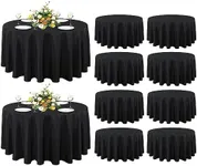 sancua 10 Pack Round Tablecloth Black 90 Inch - Stain and Wrinkle Resistant Table Cloth, Washable Polyester Table Cover for Dining Tables, Buffet Parties and Camping