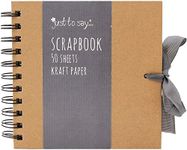 Kraft Small/Medium/Large Square Scrapbook- Quality Kraft Paper Scrapbook with Ribbon (Brown, Medium 20cm x 20cm - 50 Sheets)