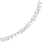 Amscan 122592.18 Happy Anniversary - Large Foil Letter Banner, Silver, 7 3/4' x 6 1/4", 1 ct