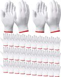 SATINIOR 36 Pairs Hand Work Gloves White Cotton Liners Gloves Safety Work Gloves Liners Men Women Cotton BBQ Gloves (Red Edging), One Size