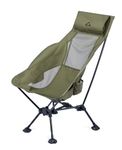 iClimb Ultralight Compact Camping Folding Beach Chair with Anti-Sinking Large Feet (Green - Triangular Frame High Back)