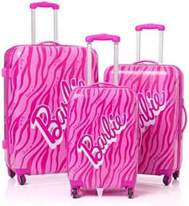 Barbie Maleta para Adultos Y Niños | Cabina Opciones Pequeña, Mediana O Grande Bolsa de Equipaje | Mujer Niñas Muñeca Rosa Logo Tapa Dura Carro De Viaje De Mano