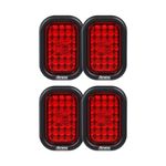 5" x 3" Red 24 LED Trailer Tail Light - DOT Approved Rectangular Truck Stop Brake Turn Lights – IP67 Waterproof RV Semi Truck Taillight – Bright Colored Lens, Grommet & Plugs Included - 4 Pack