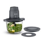 Tefal Choppeo Mini Food Processor/Chopper, XXL 2L Glass Bowl with Anti-Slip Mat, Storage Lid, 2 Speeds, 500W, Grey - MB603BG1