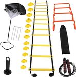 REDCAMP Agility Ladder Speed Training Equipment - Includes Agility Ladder,Jump Rope, Agility Hurdles,12 Disc Cones,Soccer Training Equipment with Bag for Youth Adults